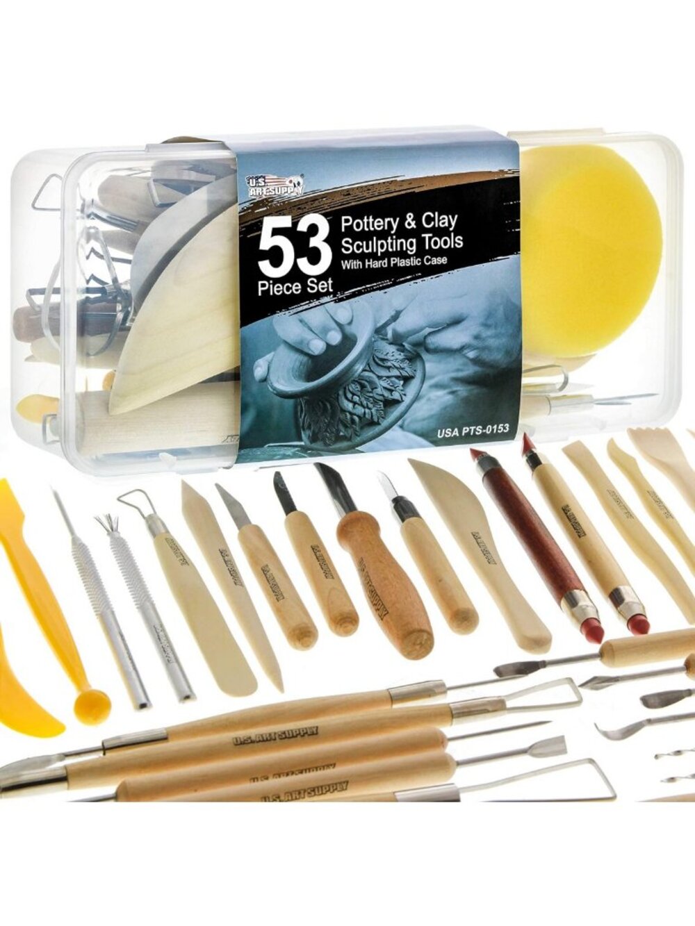 53-Piece Pottery & Clay Tools Set for Sculpting, Crafting, and DIY Projects
